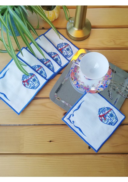 Blue Dream Style Kahve Sunum Peçetesi – Porselen Vazo Motifli fırsatları