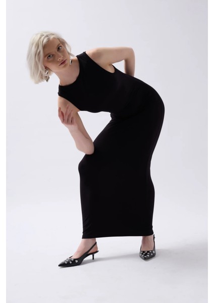 Halter Yaka Maxi Günlük Siyah Elbise fiyatları