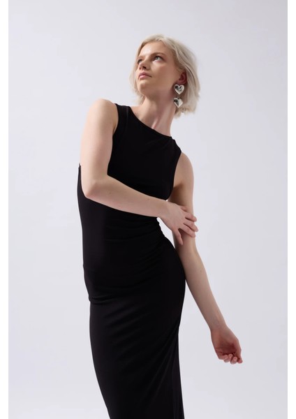 Halter Yaka Maxi Günlük Siyah Elbise fırsatları