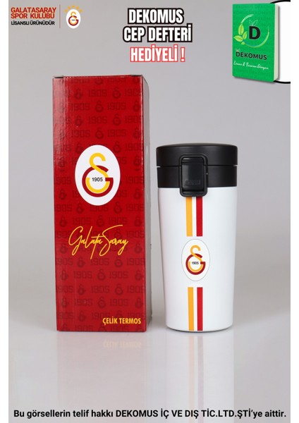 Dekomus Ile Lisanslı Galatasaray Çelik Termos 400 ml "özel Kutulu Comfort Kalem Hediyeli"