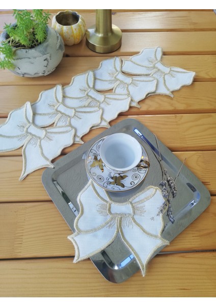 Ribbon Gold Kahve Sunum Peçetesi – Romantik ve Şık