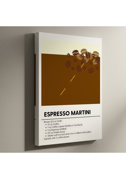 Espresso Martini Kokteyli Tarifi Minimalist Illüstrasyon Tablosu