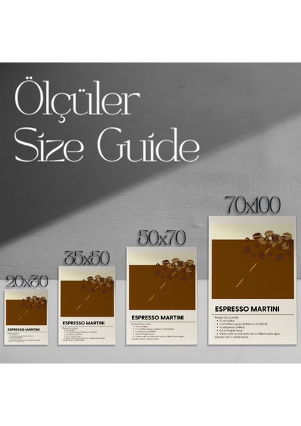 Espresso Martini Kokteyli Tarifi Minimalist Illüstrasyon Tablosu modelleri