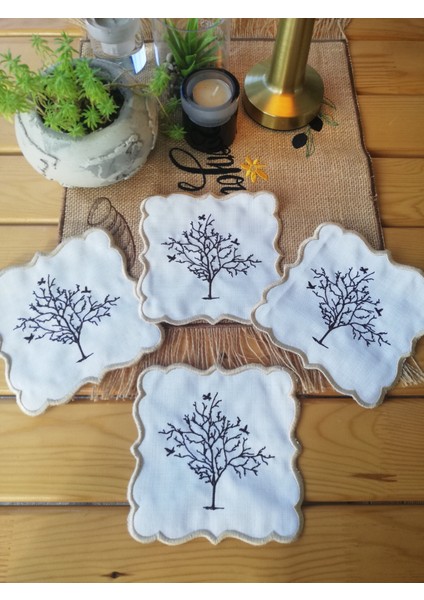 Hayat Ağacı Desenli Kahve Sunum Peçetesi – Estetik ve Zarif