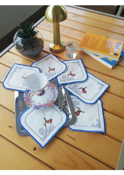 Mavi Otantik Kuş Modeli Kahve Sunum Peçetesi fiyatları