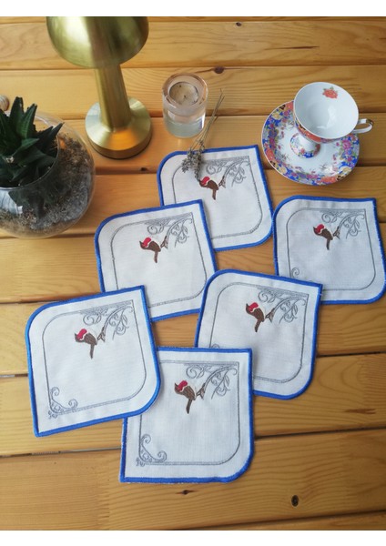 Mavi Otantik Kuş Modeli Kahve Sunum Peçetesi fırsatları