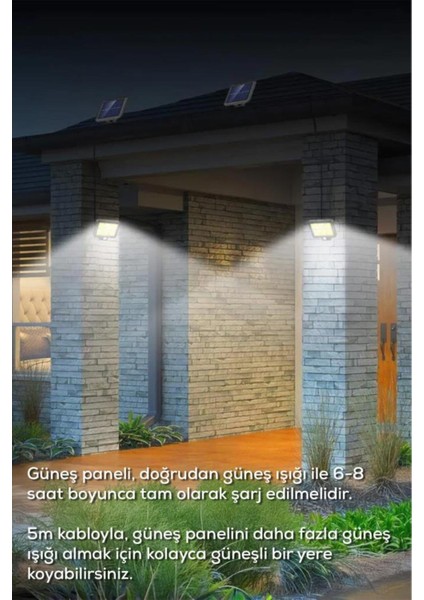 Kablolu ve Güneş Enerjili Hareket Sensörlü Enerji Tasarruflu Lamba, Siyah Renk fiyatları