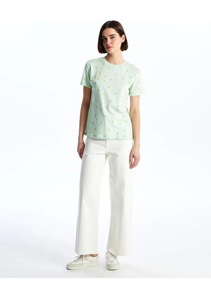 Xsıde Bisiklet Yaka Baskılı Kısa Kollu Kadın Tişört fiyatları