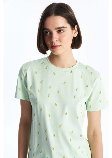 Xsıde Bisiklet Yaka Baskılı Kısa Kollu Kadın Tişört modelleri