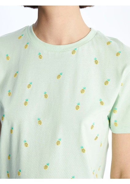 Xsıde Bisiklet Yaka Baskılı Kısa Kollu Kadın Tişört fırsatları