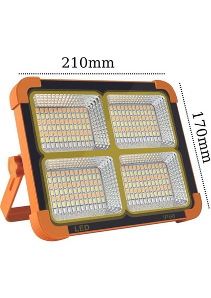 Renkli 200W Güneş ve USB Şarjlı Taşınabilir LED Armatür
