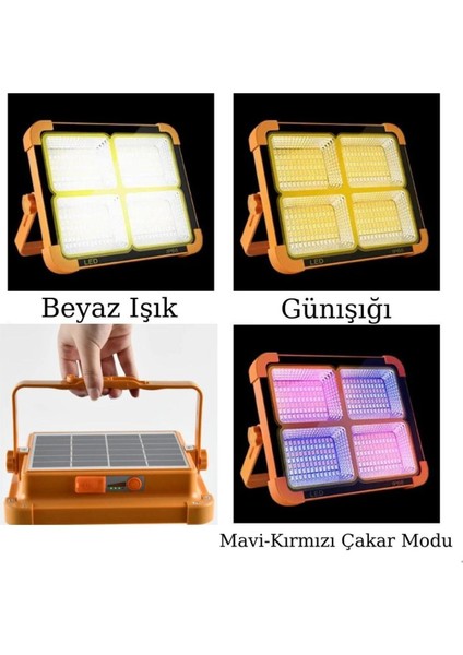 Renkli 200W Güneş ve USB Şarjlı Taşınabilir LED Armatür fırsatları