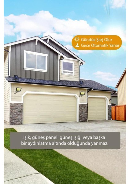 Kablolu ve Güneş Enerjili Hareket Sensörlü Enerji Tasarruflu Lamba, Siyah Renk