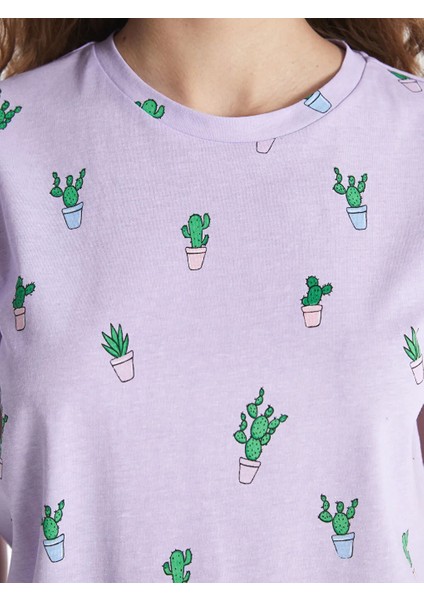 Xsıde Bisiklet Yaka Baskılı Kısa Kollu Kadın Tişört fırsatları