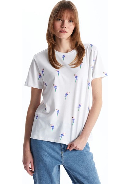 Xsıde Bisiklet Yaka Baskılı Kısa Kollu Kadın Tişört fiyatları