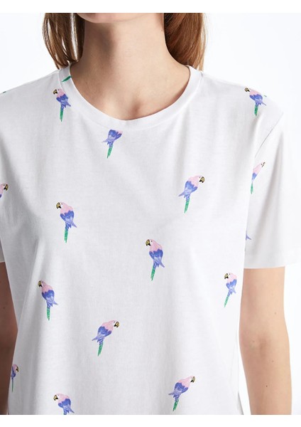 Xsıde Bisiklet Yaka Baskılı Kısa Kollu Kadın Tişört fırsatları