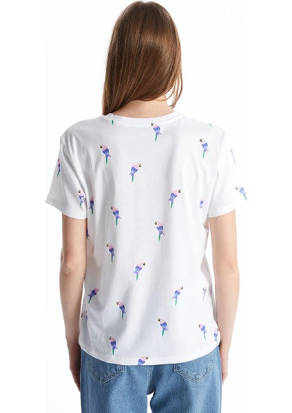 Xsıde Bisiklet Yaka Baskılı Kısa Kollu Kadın Tişört indirimleri