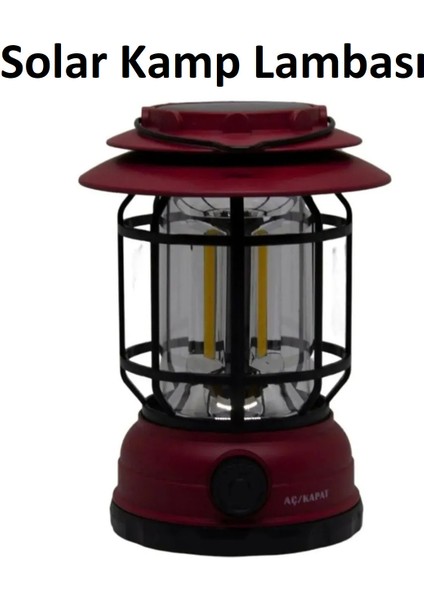 Güneş Enerjili Nostaljik Kamp Feneri, Ayarlanabilir Ledli, USB Şarjlı, Sarı fiyatları