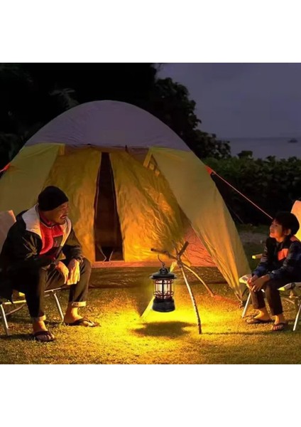 Güneş Enerjili Nostaljik Kamp Feneri, Ayarlanabilir Ledli, USB Şarjlı, Sarı fırsatları