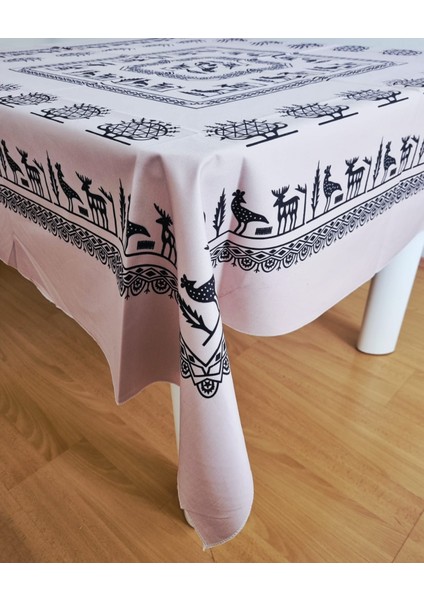 Etnik Desenli Kare Sofra Bezi Piknik Örtüsü Masa Örtüsü