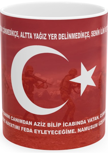 Şanlı Türk Askeri Bardak , Askere Hediye Bayrak , Asker Yemini Yazılı Porselen Bardak fiyatları
