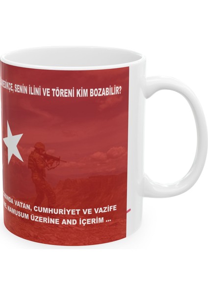 Şanlı Türk Askeri Bardak , Askere Hediye Bayrak , Asker Yemini Yazılı Porselen Bardak modelleri