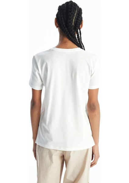 Xsıde Ekru Bisiklet Yaka Baskılı Kısa Kollu Kadın Tişört indirimleri