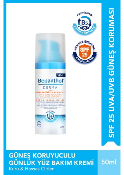 Asfstore Bepanthol Derma Nemlendirici & Besleyici SPF25 Günlük Yüz Bakım Kremi 50 ml
