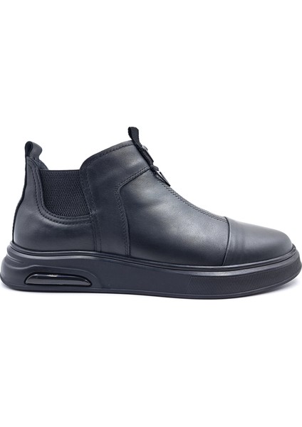 M22012 Hakiki Deri Lastikli Siyah Erkek Konfor Bot