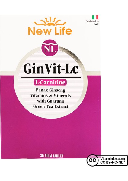 Asfstore New Life Ginvit-Lc L- Carnitine 30 Film Tablet