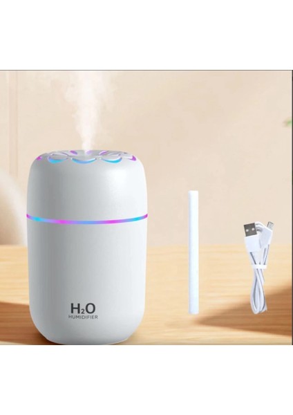 Araç Içi Nemlendirici Çiçekli Model H2O Rgb Kablolu Beyaz Buhardanlık