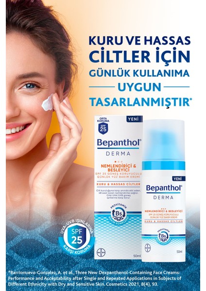 Asfstore Bepanthol Derma Nemlendirici & Besleyici SPF25 Günlük Yüz Bakım Kremi 50 ml 2 Adet modelleri
