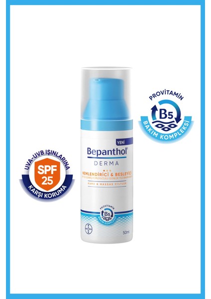 Asfstore Bepanthol Derma Nemlendirici & Besleyici SPF25 Günlük Yüz Bakım Kremi 50 ml 2 Adet indirimleri