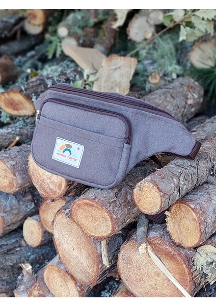 Teknik Kumaş Bel Çantası - Kahverengi