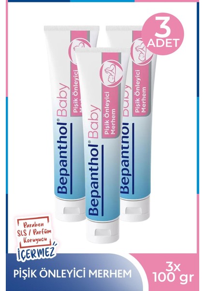 Asfstore Bepanthol Baby Pişik Önleyici Merhem 100 gr 3 Adet