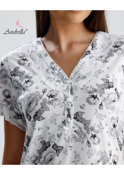 Kadın Mevsimlik Yazlık Ikili Pijama ve Gecelik Takımı – Serin Tutan Doğal Bambu Kumaş, Büyük Beden Çiçek Desenli