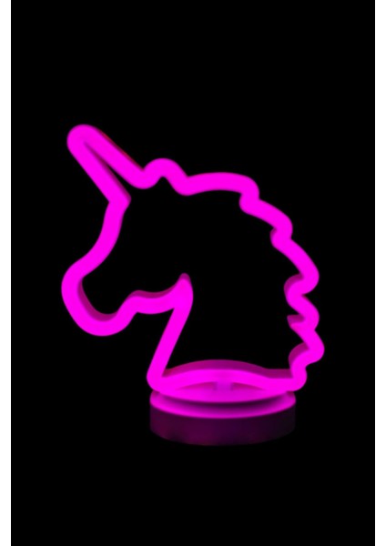 Büro Ev Ofis Hediyesi Için USB Pilli Neon Işıklı Unicorn Masaüstü Gece Lambası fiyatları