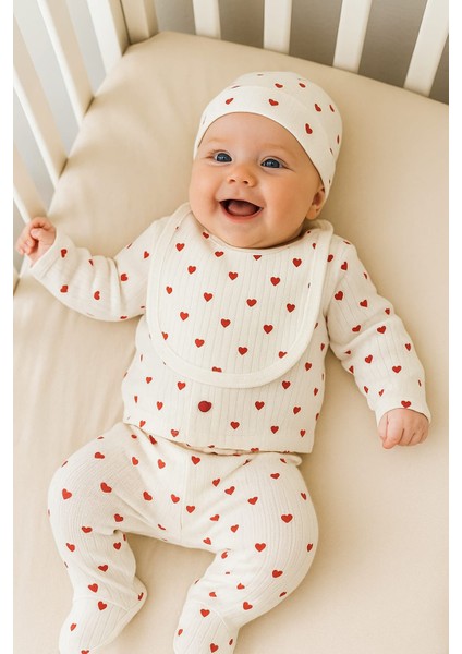 Kız Bebek Yeni Doğan Kalpli Hastane Çıkışı Zıbın Seti , Bebek Hediyelik