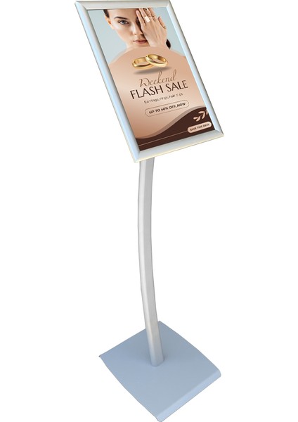 A4 21X30 Ojigi(Eğimli) Gri Menü ve Bilgilendirme Panosu Ayaklı Reklam Panosu