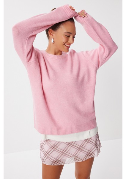 Oversize Basic Triko Kazak LDD0127 Pembe fiyatları