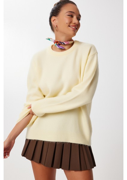 Oversize Basic Triko Kazak LDD0127 Sarı