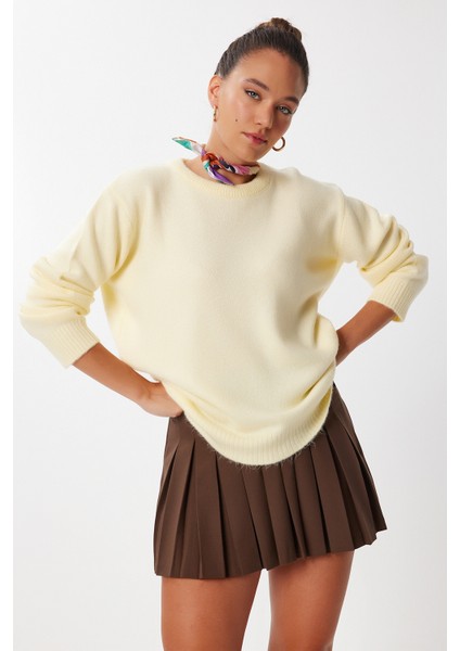 Oversize Basic Triko Kazak LDD0127 Sarı fiyatları