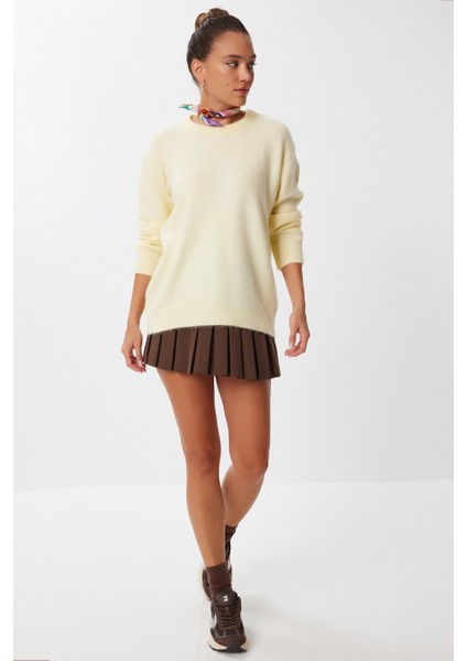 Oversize Basic Triko Kazak LDD0127 Sarı fırsatları
