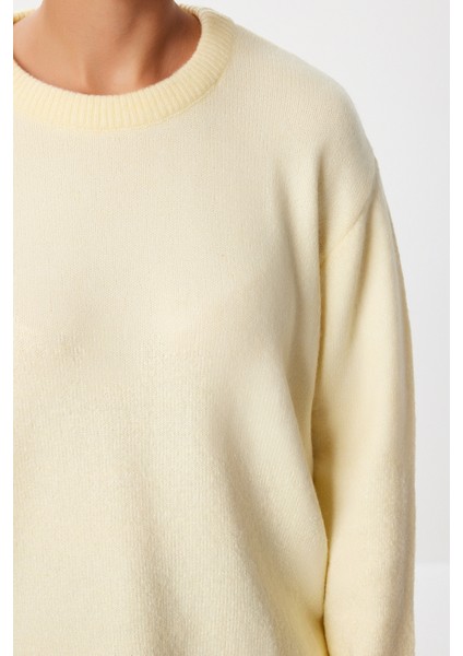 Oversize Basic Triko Kazak LDD0127 Sarı indirimleri
