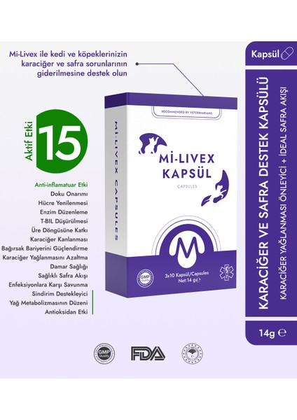 Mi-Livex Kedi Köpek Kara-Ciğer Safra Sağlığı Kapsülü