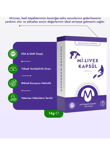 Mi-Livex Kedi Köpek Kara-Ciğer Safra Sağlığı Kapsülü modelleri