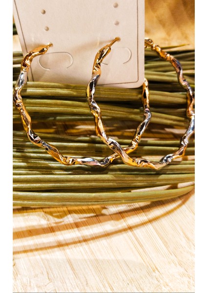 Lüks Figürlü Çift Renk Halka Küpe