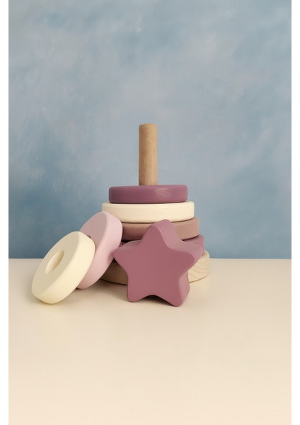 Yıldız Halka Kule Ahşap Oyuncak Dekor Montessori Oyuncak Eğitici Oyuncak fiyatları