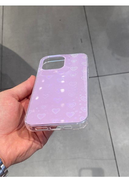 Apple iPhone 14 Pro Max Uyumlu Kalp Desenli Hologram Silikon Kılıf fırsatları