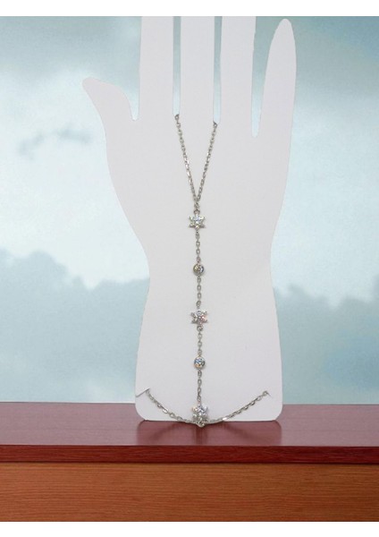 925 Ayar Gümüş Çiçek Taşlı Zarif Şahmeran